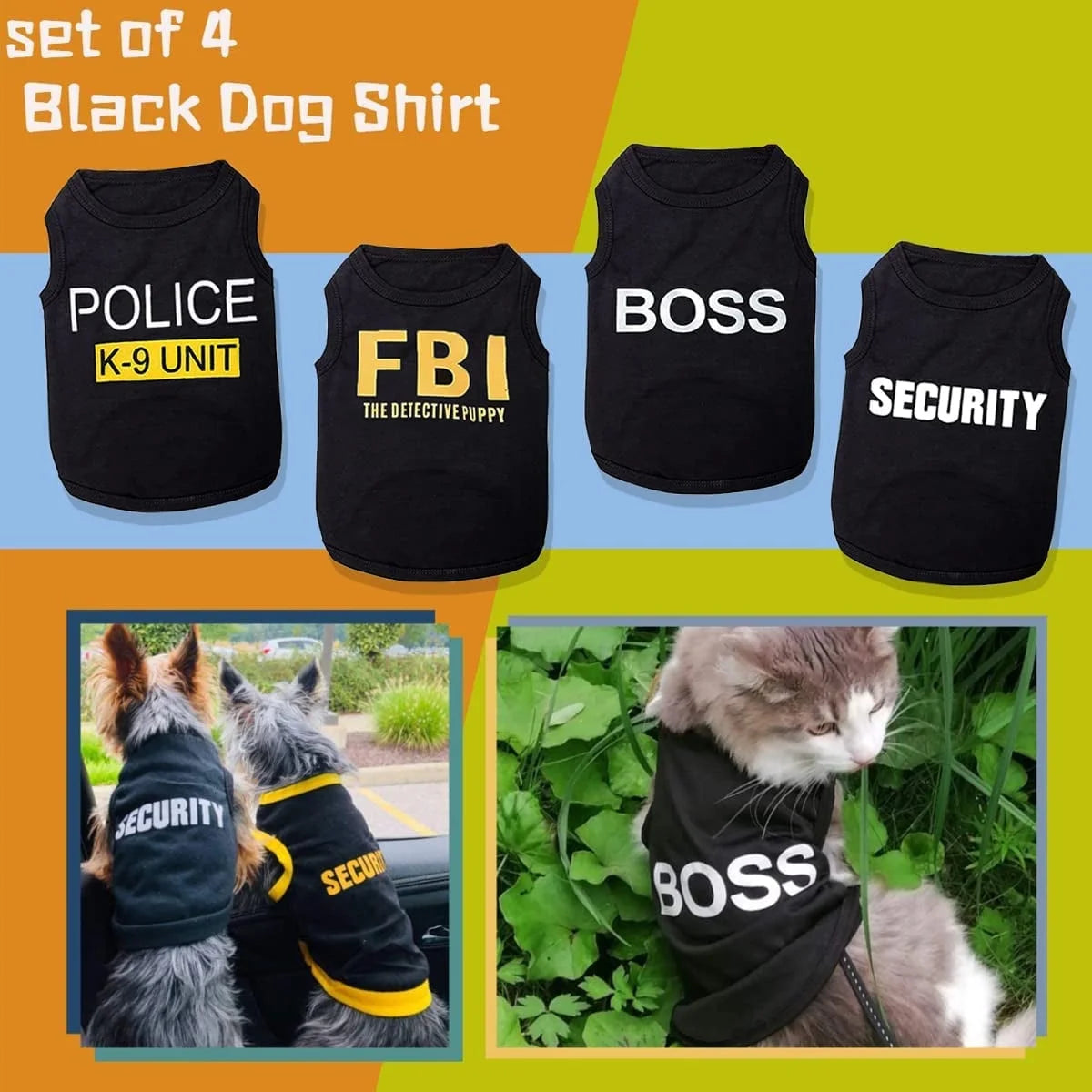 4 Packs Dog Shirts for Small Dog, Pet T-Shirts Clothes Vest for Puppy Boy Girl S