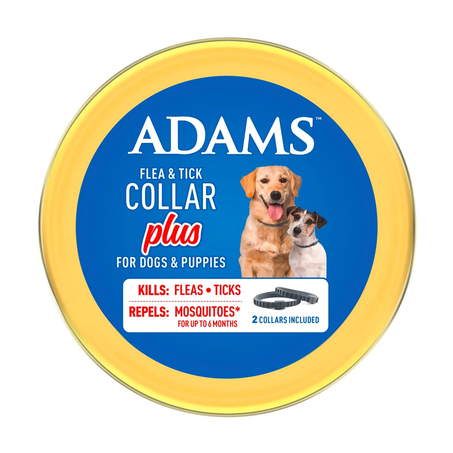 Flea & Tick Collar Plus for Dogs & Puppies - 12 Months Protection, Kills Fleas & Ticks, Repels Mosquitoes, One Size Fits All, 2 Count