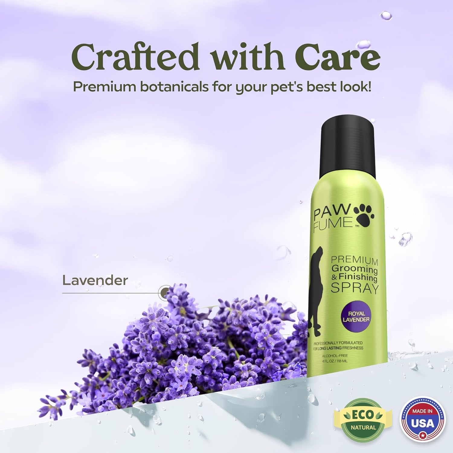 PAWFUME Royal Lavender Dog Detangler Grooming Spray – Hypoallergenic & Moisturizing for Salon-Quality Coat Care, 1-Pack