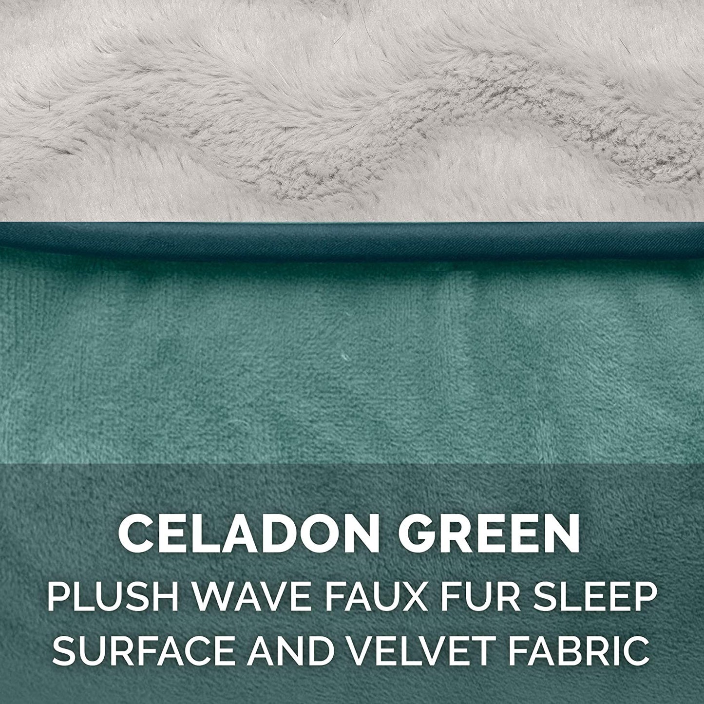 Plush Celadon Green Memory Foam Dog Bed with Removable Bolsters - Perfect Comfort for Small Dogs up to 20 Lbs - Washable Cover