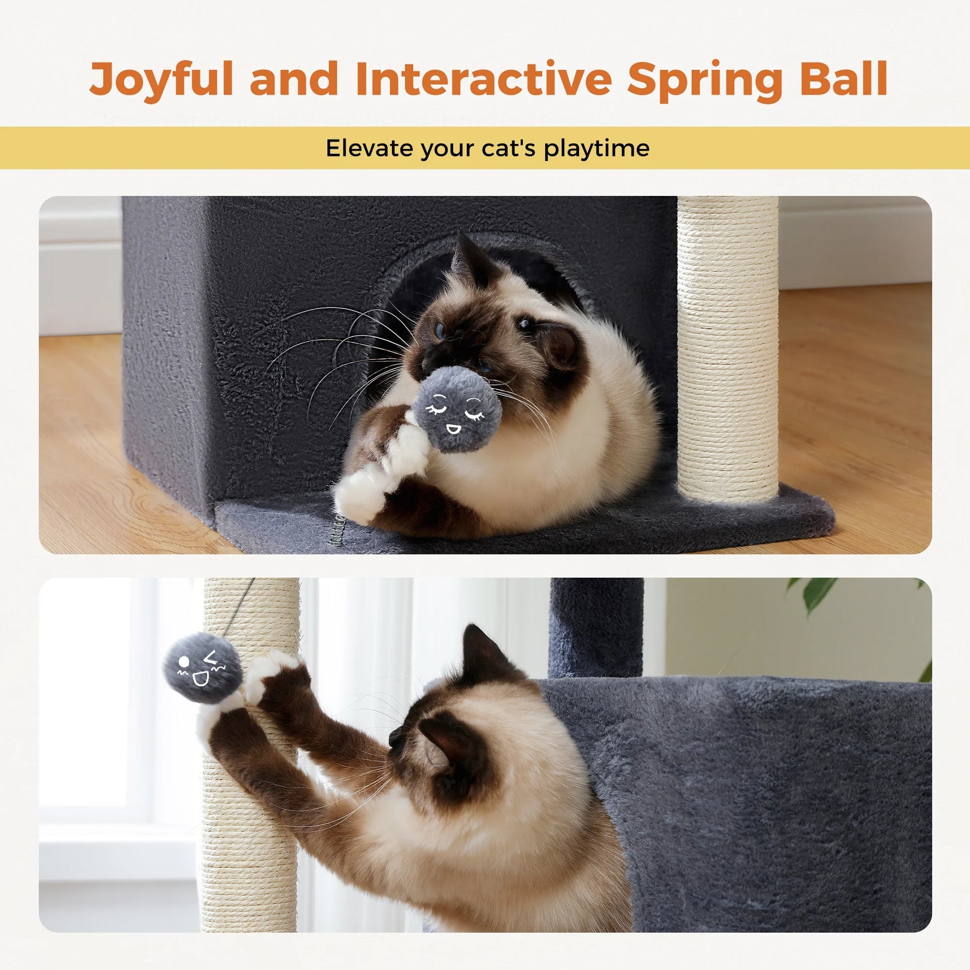 Stylish 31.5" Cat Tree Tower with Spacious Dual Condos for Kittens & Medium Cats - Dark Gray