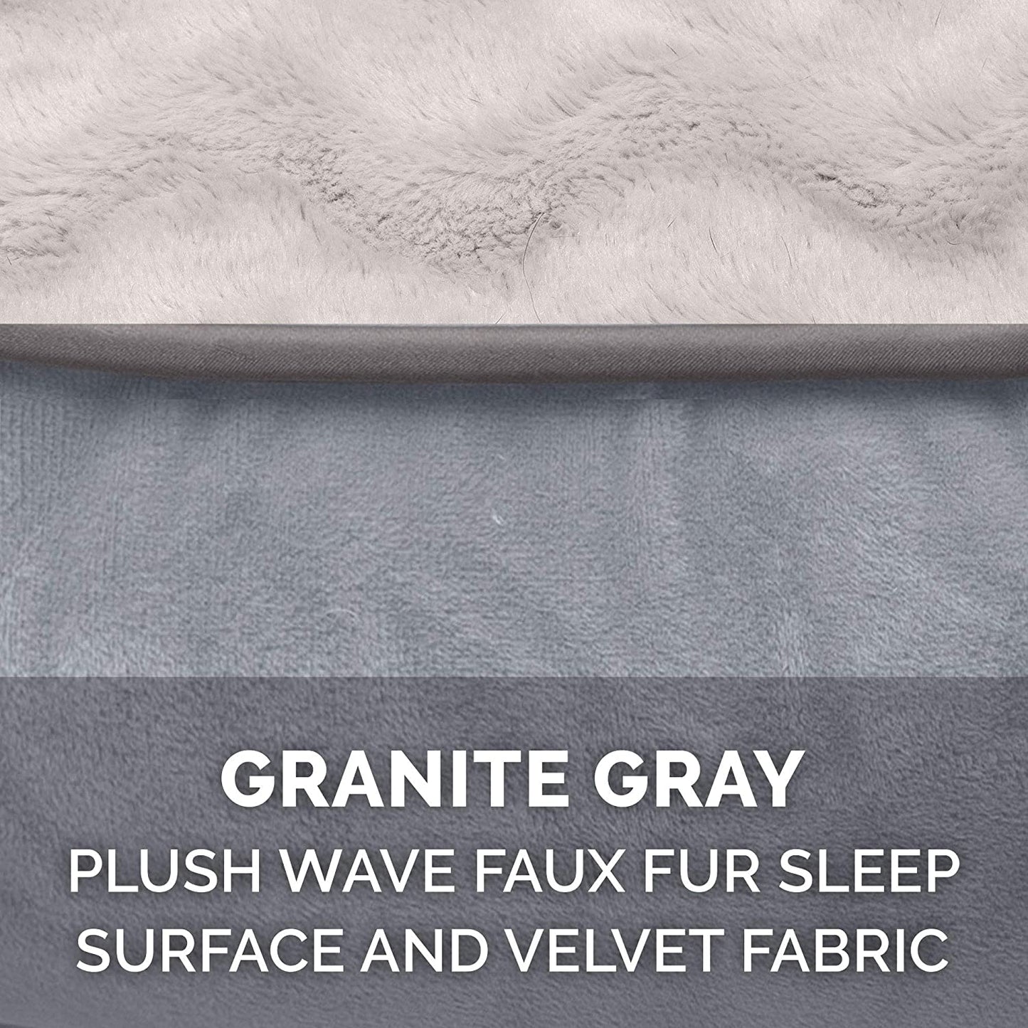 Luxurious Orthopedic Foam Dog Bed - Soft & Comfortable with Washable Velvet Cover - Perfect for Dogs up to 55 Lbs - Granite Gray