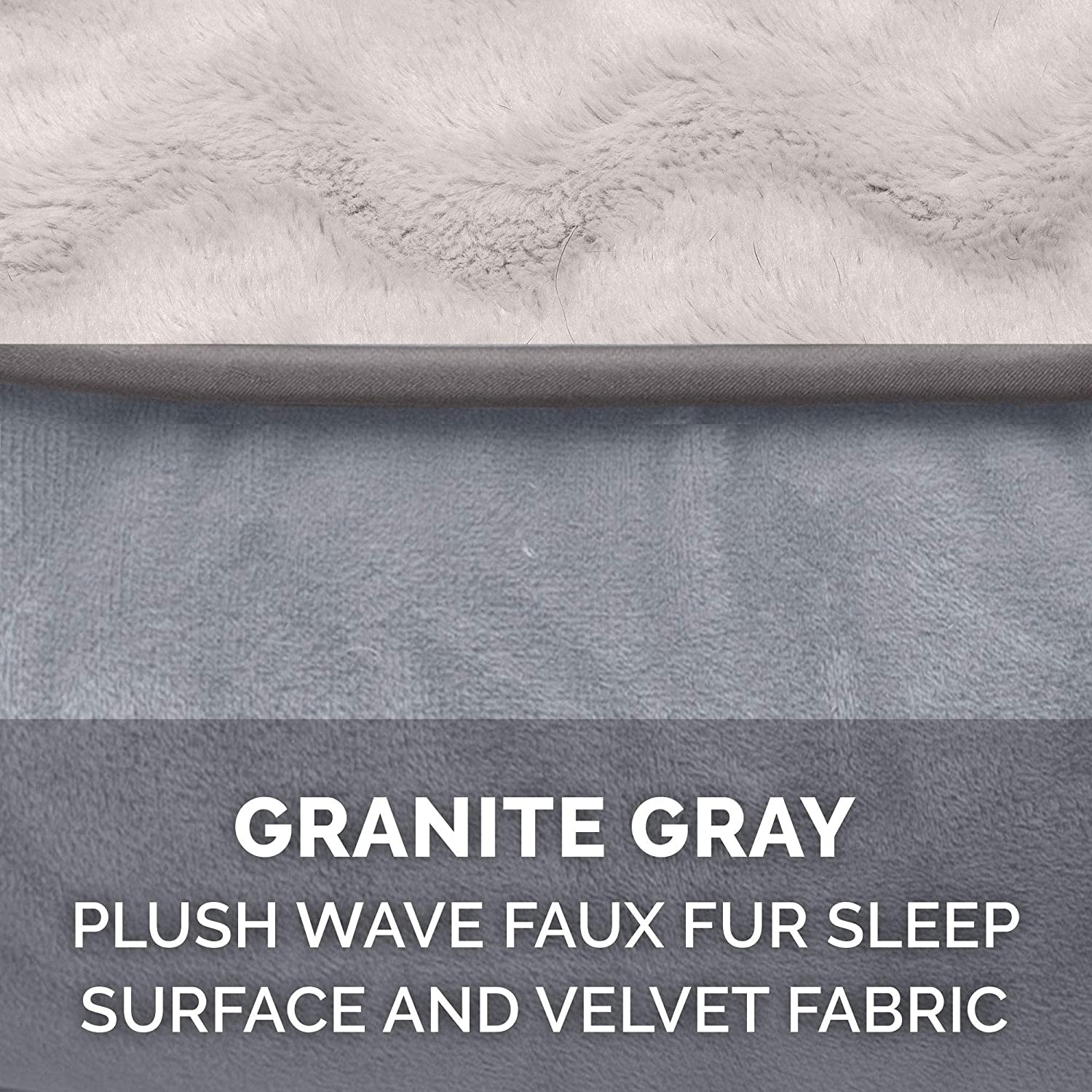 Luxurious Orthopedic Foam Dog Bed - Soft & Comfortable with Washable Velvet Cover - Perfect for Dogs up to 55 Lbs - Granite Gray