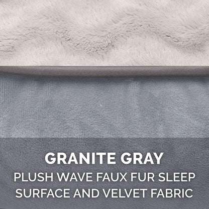 Luxurious Orthopedic Foam Dog Bed - Soft & Comfortable with Washable Velvet Cover - Perfect for Dogs up to 55 Lbs - Granite Gray