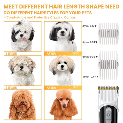 Pet Grooming Vacuum for Dogs & Cats, 13000Pa Suction, 5-In-1 Grooming Kit with Low Noise, 2.5L Dust Cup, Wireless Clippers, Deshedding Brush – Professional At-Home Pet Hair Cleaner
