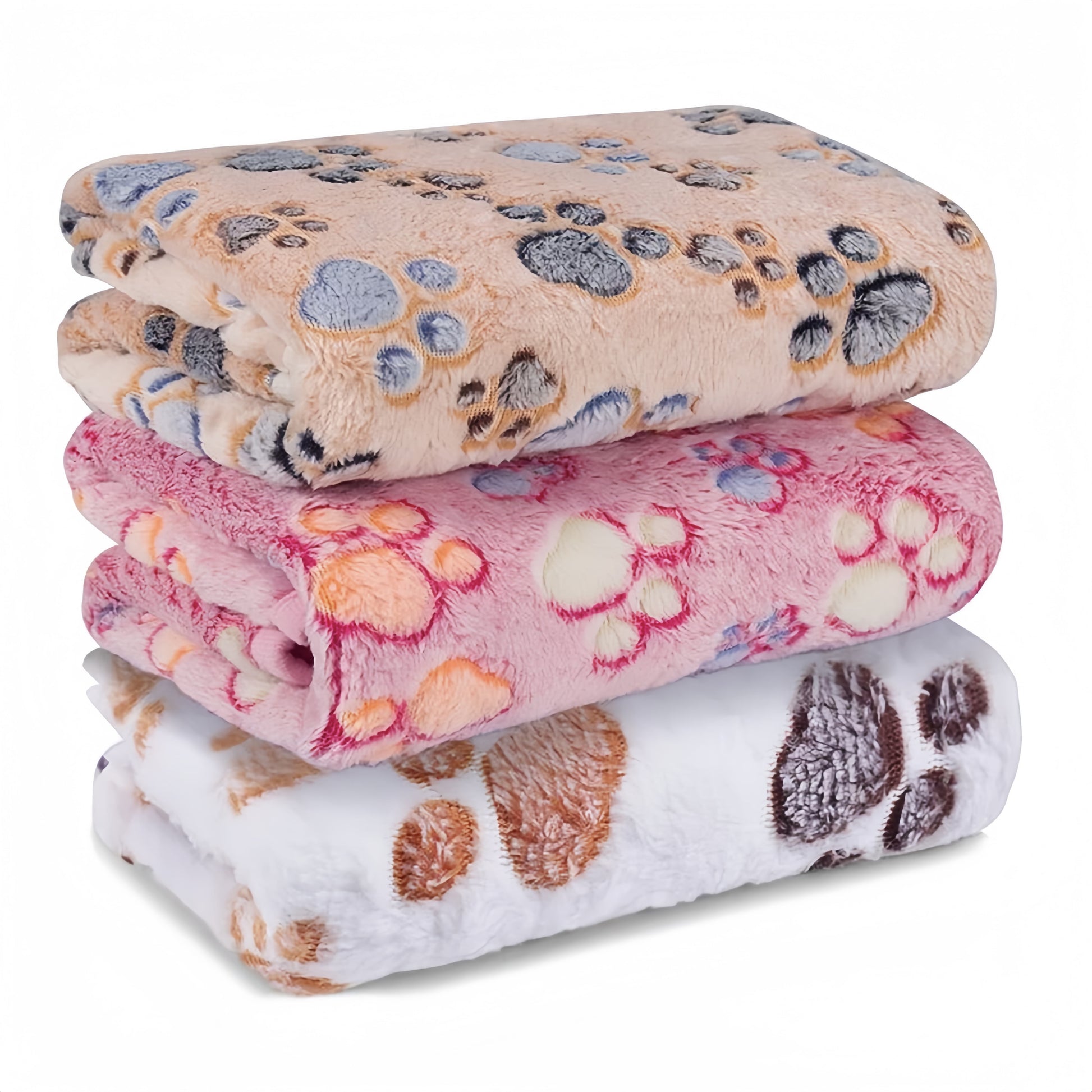 Super Soft Fluffy Premium Fleece Pet Blanket - 3 Pack Flannel Throws for Dogs and Cats (23x16 Inch)
