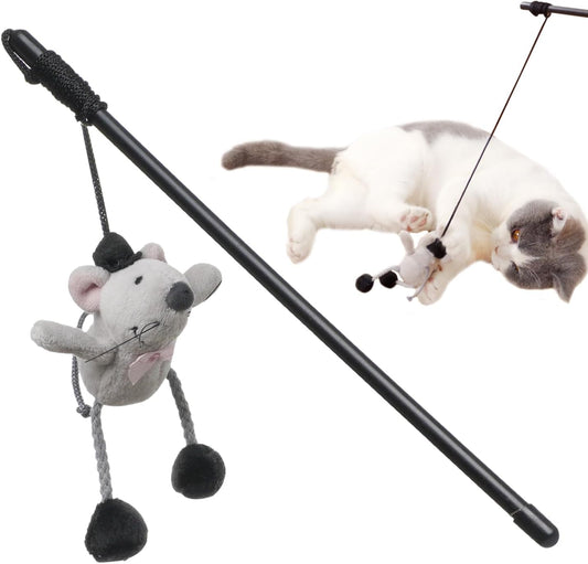 Interactive Cat Wand Toy with Cute Mouse - Engaging Indoor Play for Kittens and Cats, Reduces Boredom and Promotes Active Fun!