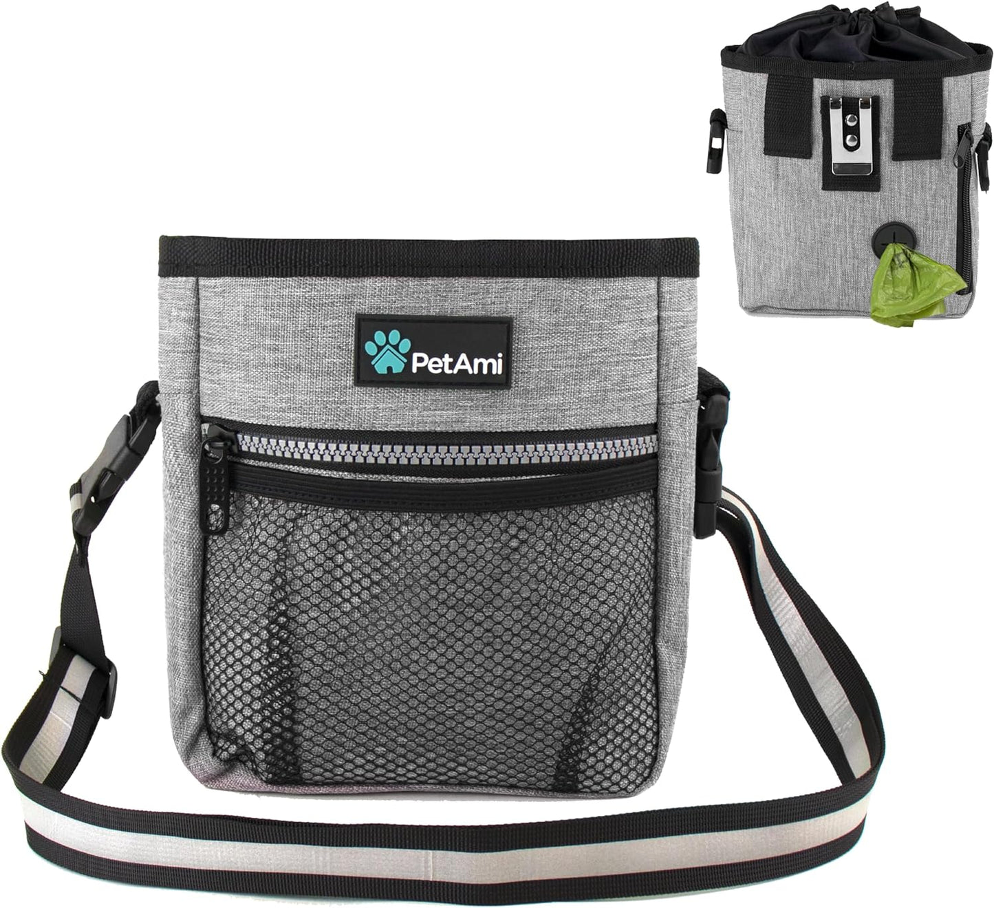 Stylish Heather Gray Dog and Cat Treat Pouch - Perfect for On-the-Go Pet Lovers!