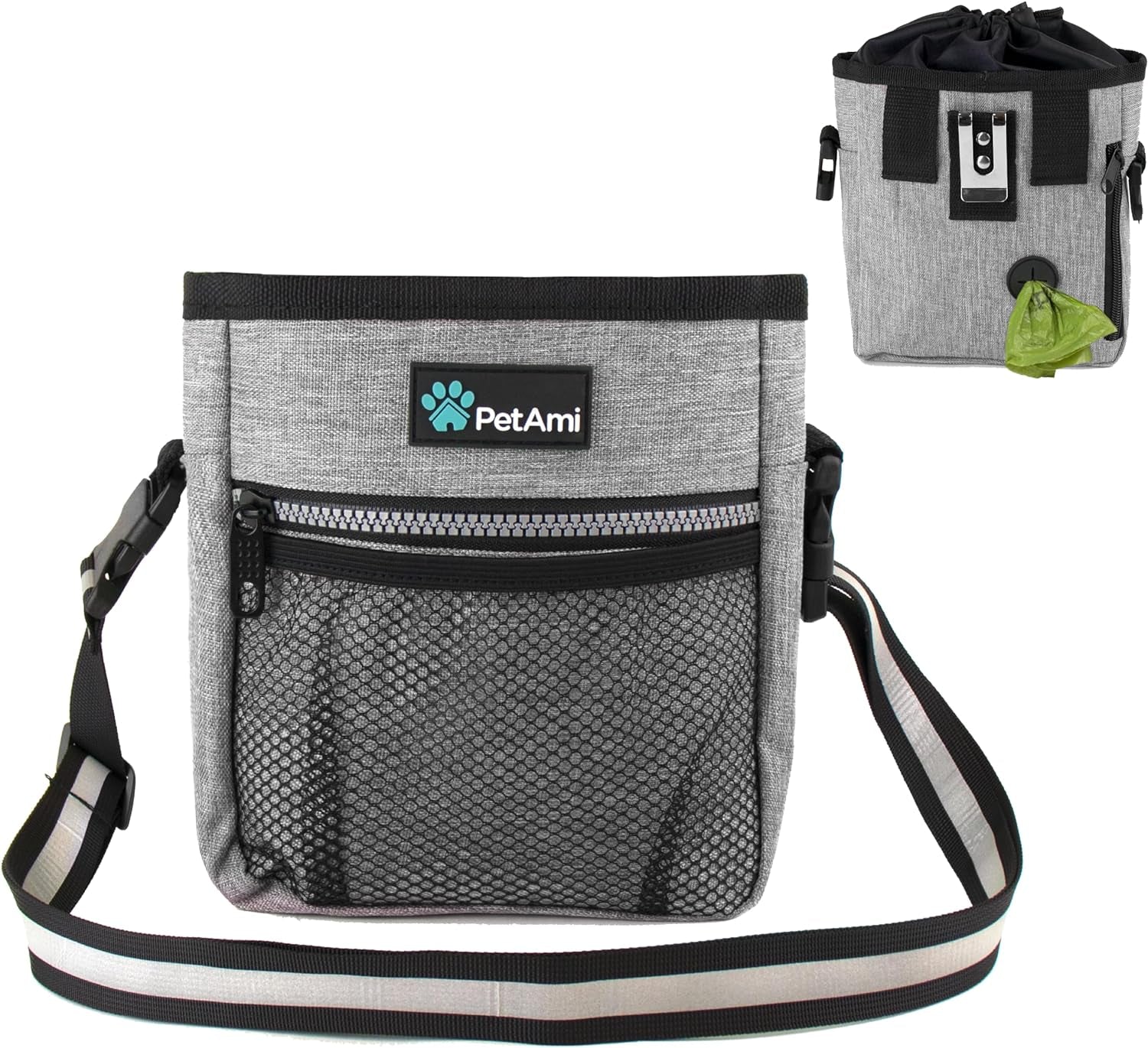 Stylish Heather Gray Dog and Cat Treat Pouch - Perfect for On-the-Go Pet Lovers!