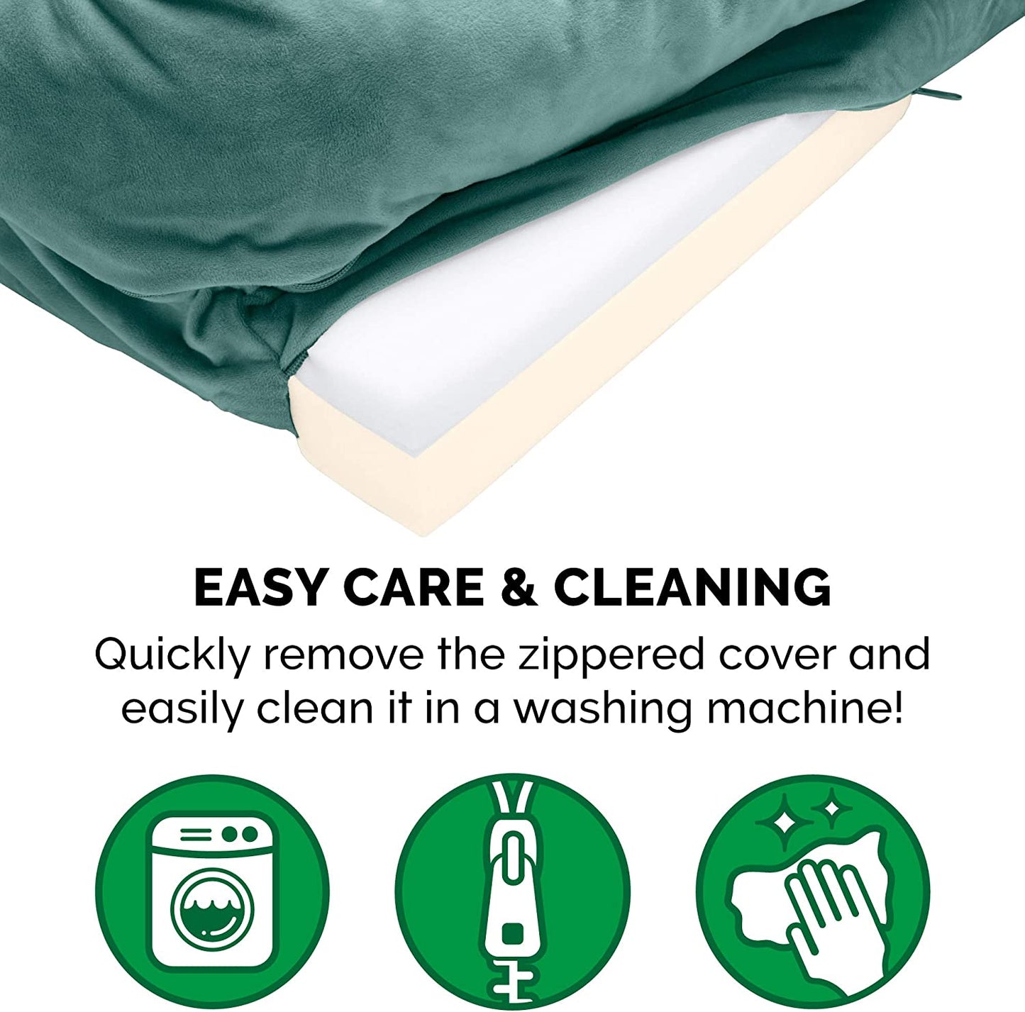 Plush Celadon Green Memory Foam Dog Bed with Removable Bolsters - Perfect Comfort for Small Dogs up to 20 Lbs - Washable Cover
