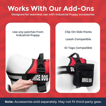 Premium Service Dog Vest Harness - Adjustable & Durable with Reflective Straps, Removable Patches, 50 ADA Cards, Handle & D-Ring for Travel & Daily Use (Bright Red, XL 30"-39")