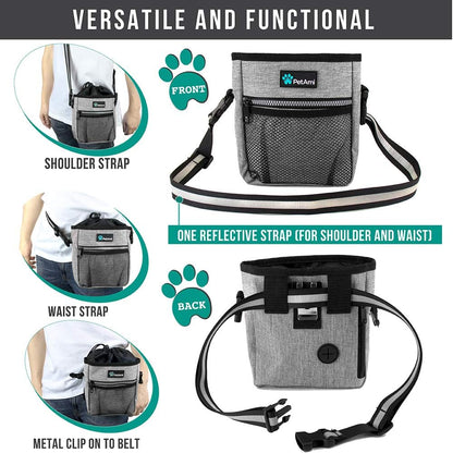 Stylish Heather Gray Dog and Cat Treat Pouch - Perfect for On-the-Go Pet Lovers!