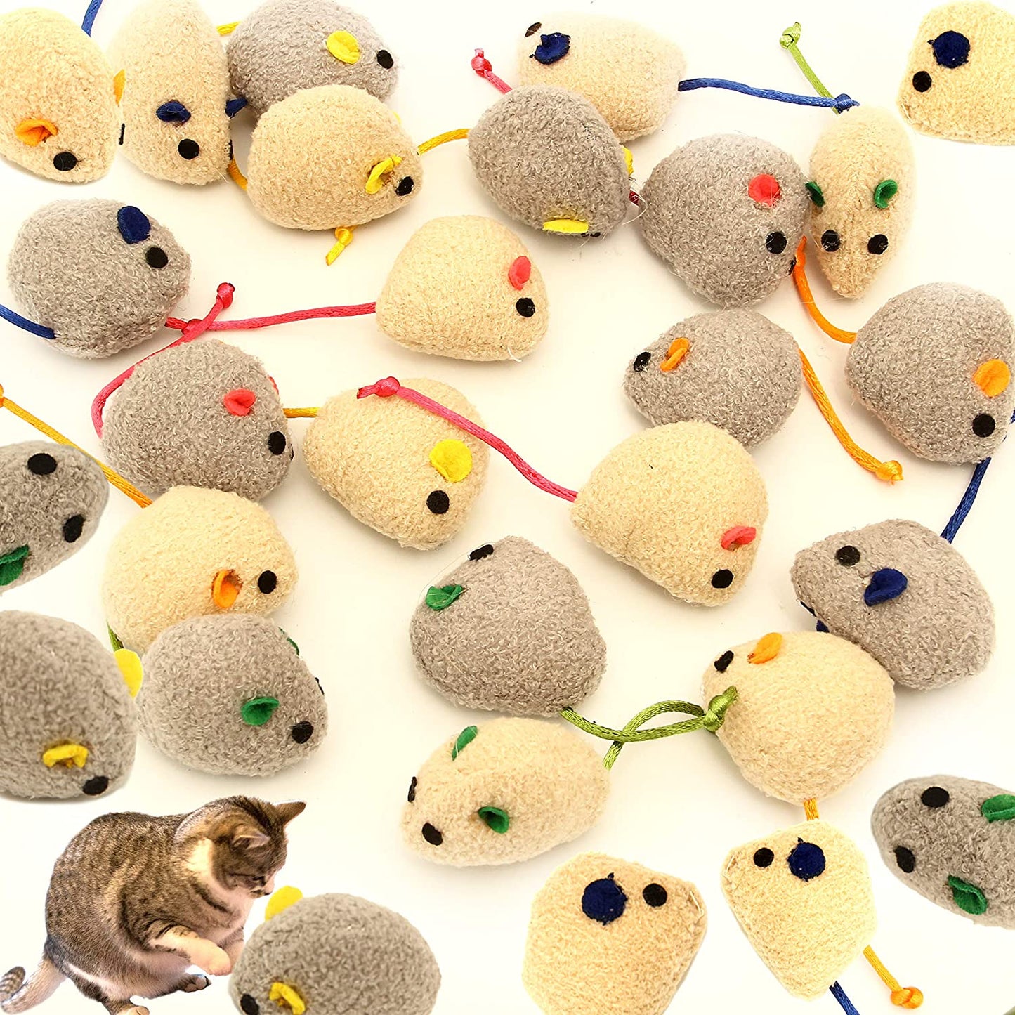 20 Pack Catnip Mice Toys - Interactive Fun for Cats, Kittens, and Puppies (Grey)