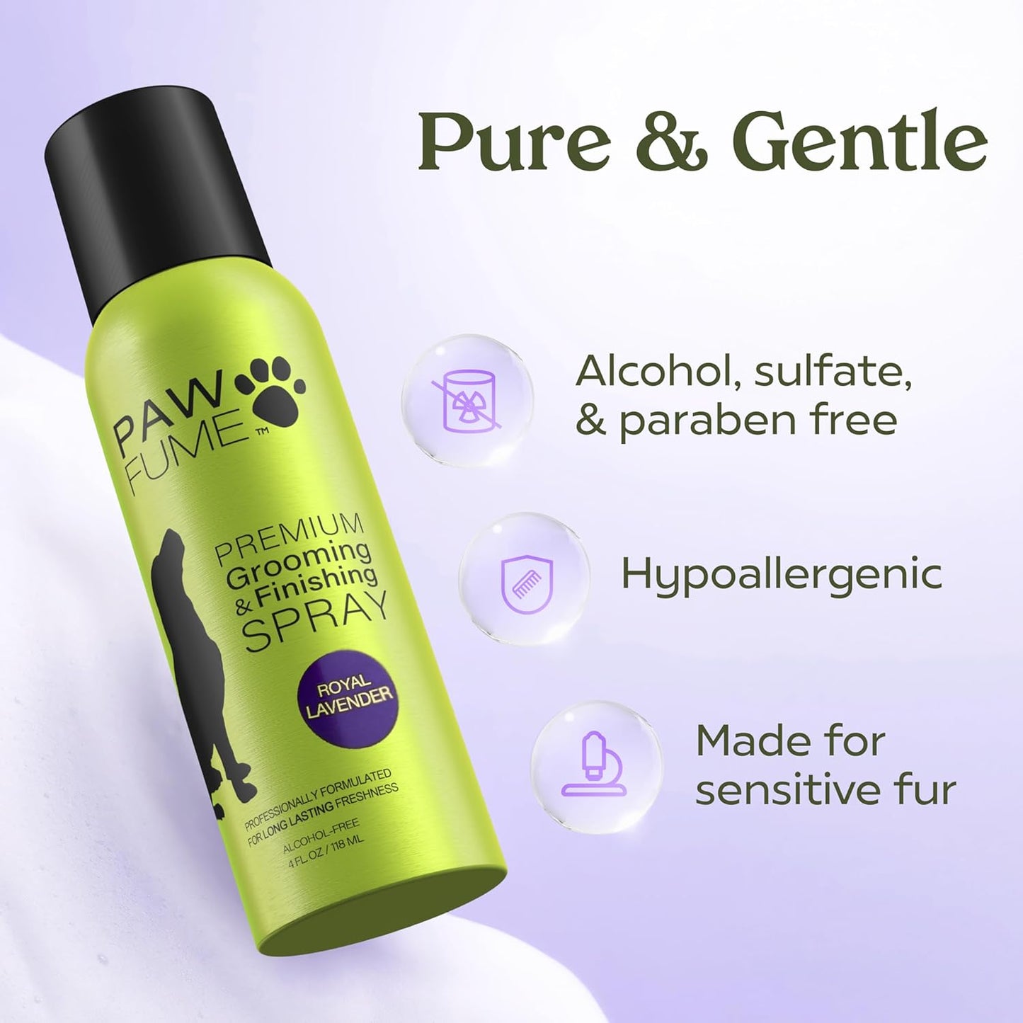 PAWFUME Royal Lavender Dog Detangler Grooming Spray – Hypoallergenic & Moisturizing for Salon-Quality Coat Care, 1-Pack