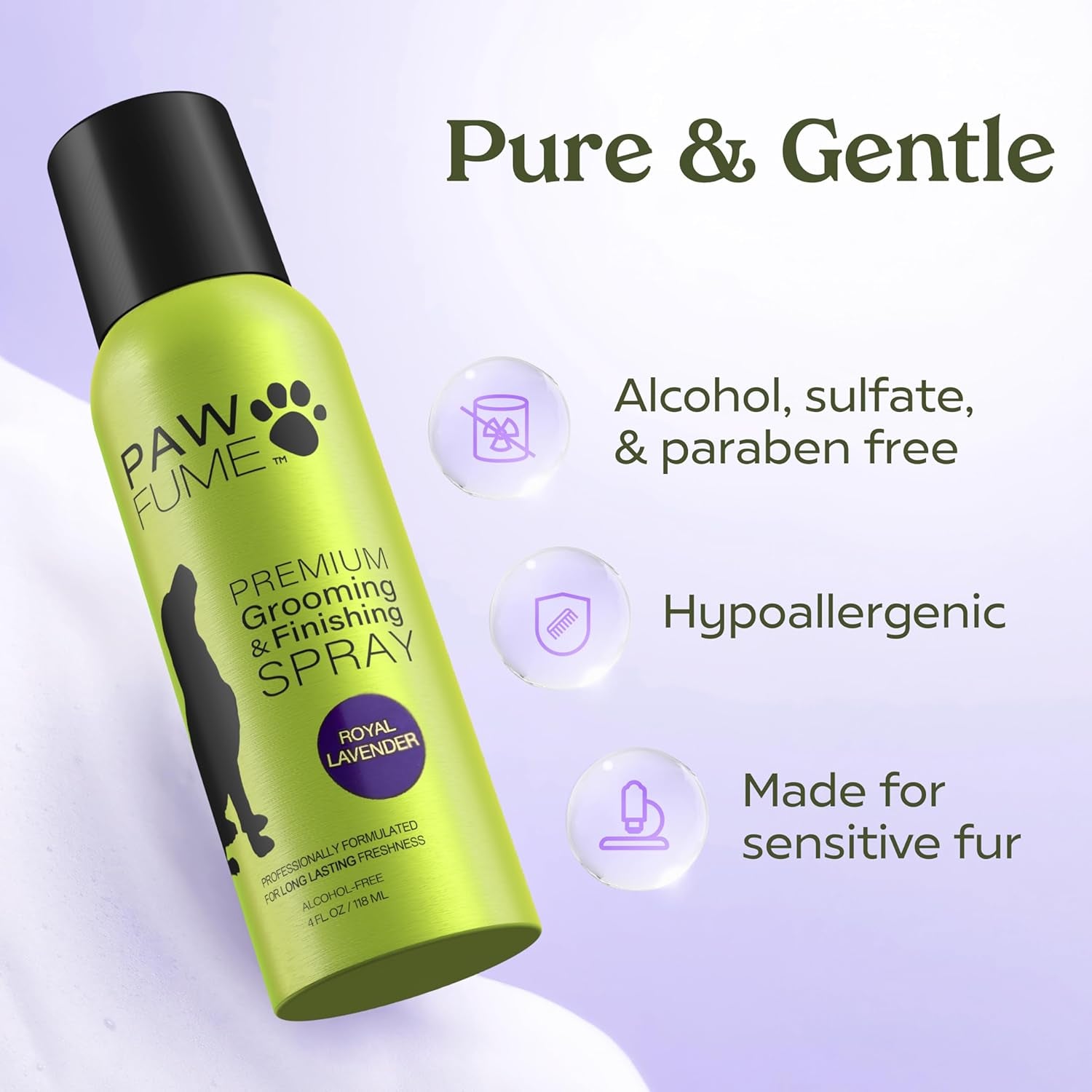 PAWFUME Royal Lavender Dog Detangler Grooming Spray – Hypoallergenic & Moisturizing for Salon-Quality Coat Care, 1-Pack