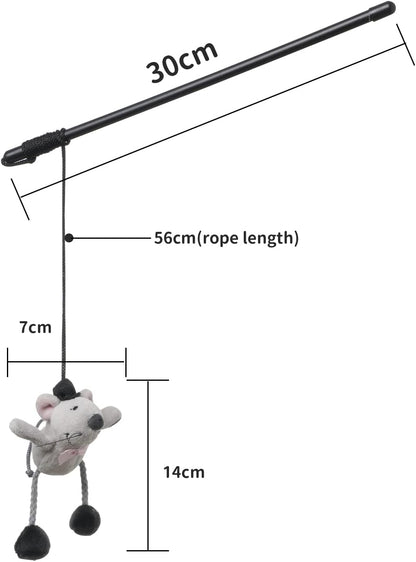 Interactive Cat Wand Toy with Cute Mouse - Engaging Indoor Play for Kittens and Cats, Reduces Boredom and Promotes Active Fun!