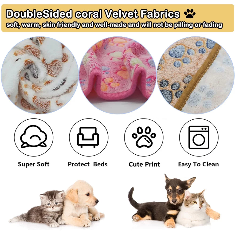 Super Soft Fluffy Premium Fleece Pet Blanket - 3 Pack Flannel Throws for Dogs and Cats (23x16 Inch)