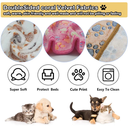 Super Soft Fluffy Premium Fleece Pet Blanket - 3 Pack Flannel Throws for Dogs and Cats (23x16 Inch)