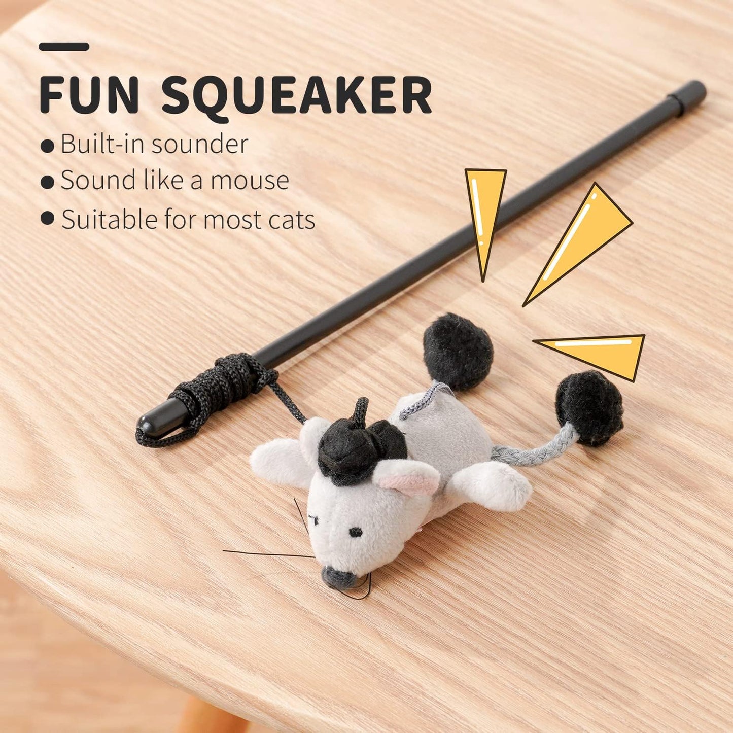 Interactive Cat Wand Toy with Cute Mouse - Engaging Indoor Play for Kittens and Cats, Reduces Boredom and Promotes Active Fun!