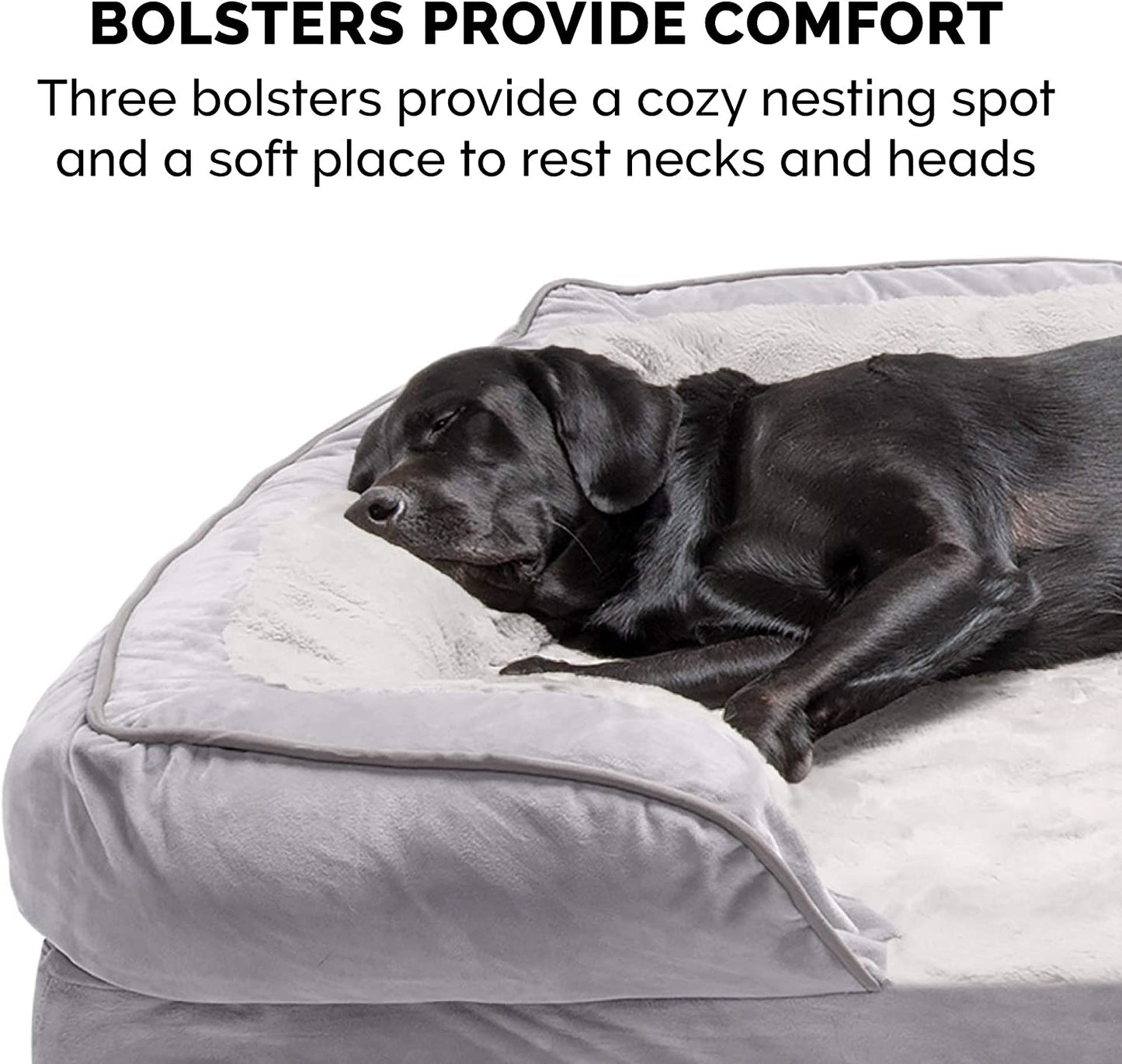 Luxurious Orthopedic Foam Dog Bed - Soft & Comfortable with Washable Velvet Cover - Perfect for Dogs up to 55 Lbs - Granite Gray