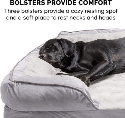Luxurious Orthopedic Foam Dog Bed - Soft & Comfortable with Washable Velvet Cover - Perfect for Dogs up to 55 Lbs - Granite Gray