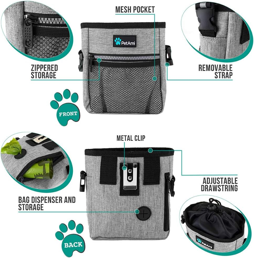 Stylish Heather Gray Dog and Cat Treat Pouch - Perfect for On-the-Go Pet Lovers!