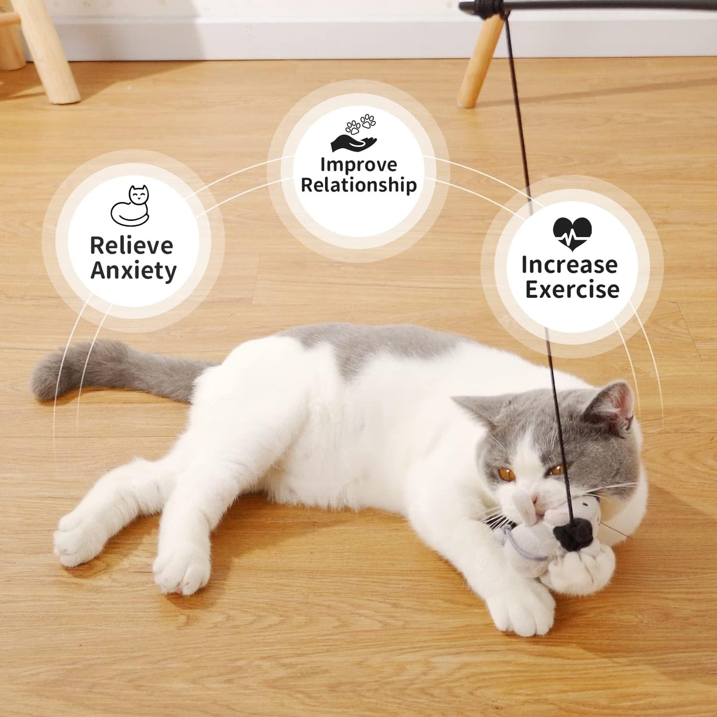 Interactive Cat Wand Toy with Cute Mouse - Engaging Indoor Play for Kittens and Cats, Reduces Boredom and Promotes Active Fun!