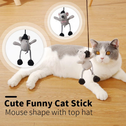 Interactive Cat Wand Toy with Cute Mouse - Engaging Indoor Play for Kittens and Cats, Reduces Boredom and Promotes Active Fun!