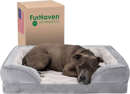 Luxurious Orthopedic Foam Dog Bed - Soft & Comfortable with Washable Velvet Cover - Perfect for Dogs up to 55 Lbs - Granite Gray