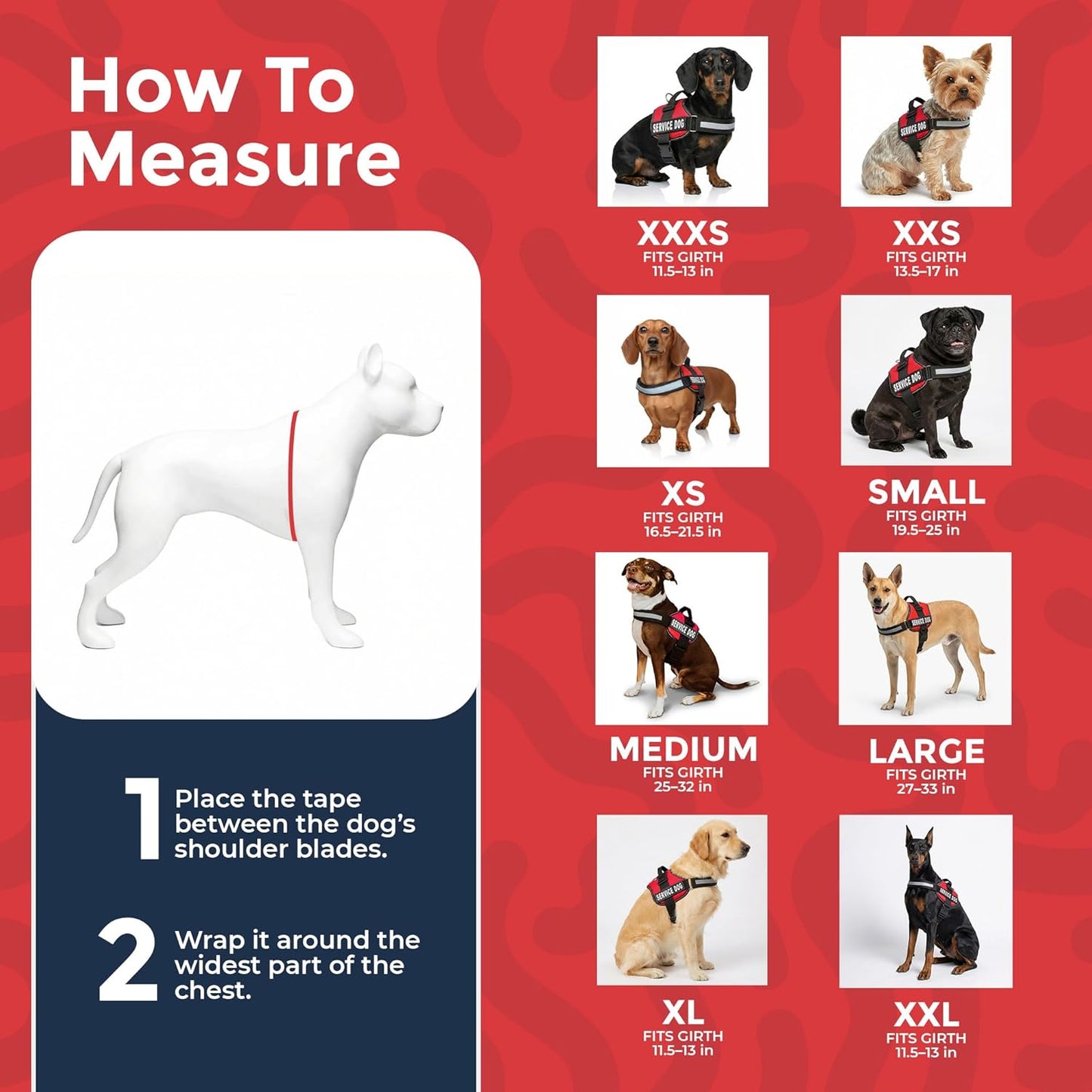 Premium Service Dog Vest Harness - Adjustable & Durable with Reflective Straps, Removable Patches, 50 ADA Cards, Handle & D-Ring for Travel & Daily Use (Bright Red, XL 30"-39")