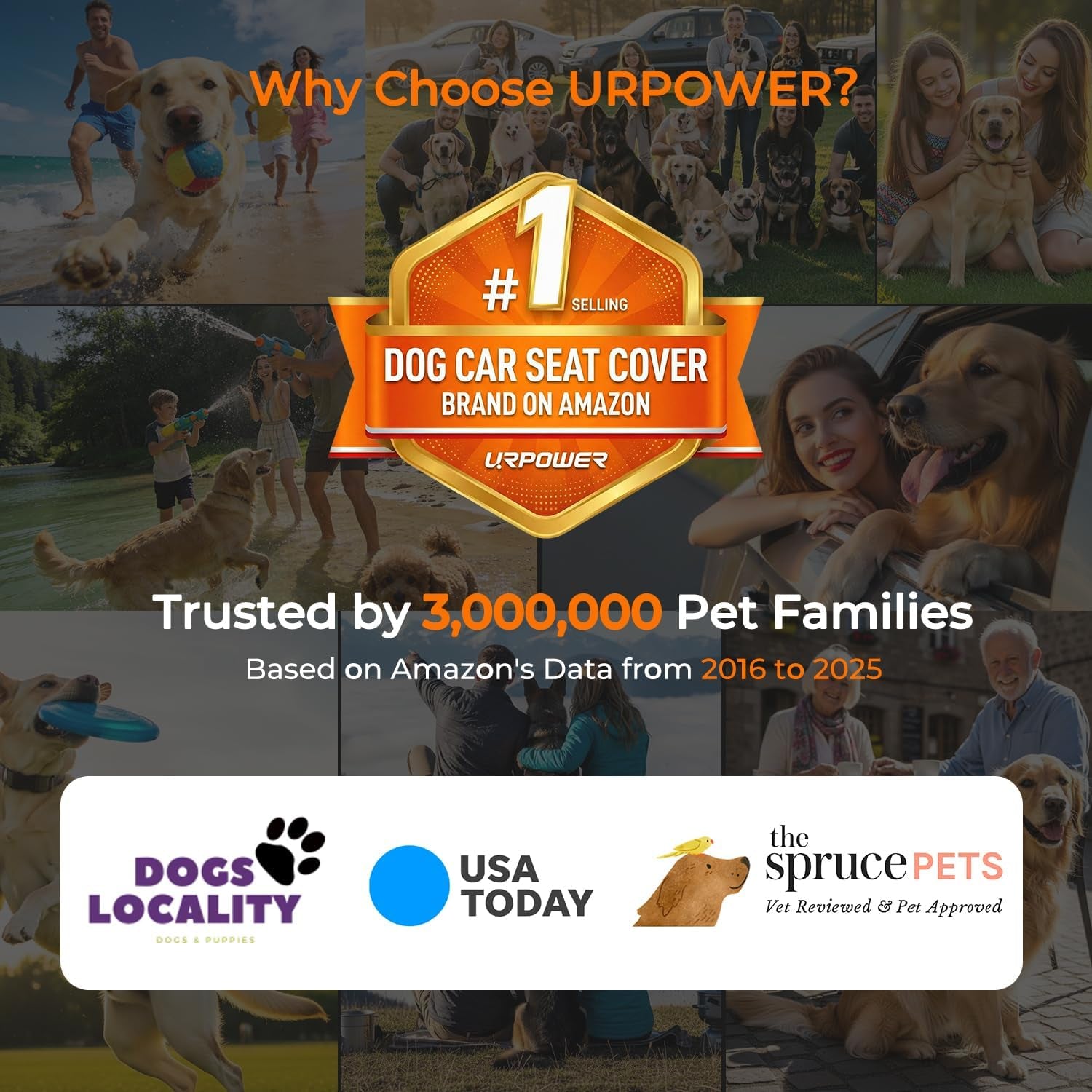 Dog Car Seat Cover for Back Seat, Waterproof Car Seat Protector for Child Carseat & Pets, Nonslip Car Seat Covers for Full Size Suvs & Trucks