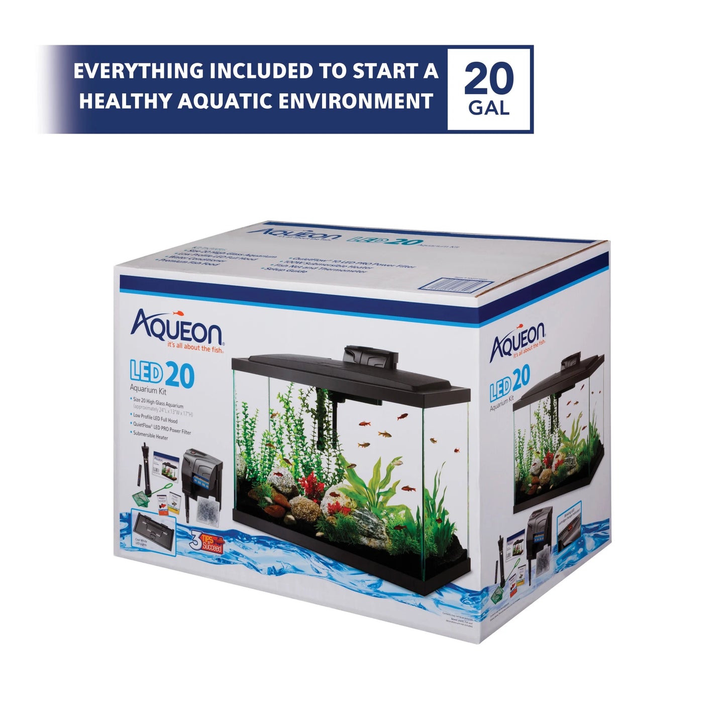 20-Gallon High Aquarium Fish Tank Starter Kit with LED Lighting - Everything You Need to Begin Your Aquatic Adventure!