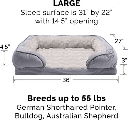 Luxurious Orthopedic Foam Dog Bed - Soft & Comfortable with Washable Velvet Cover - Perfect for Dogs up to 55 Lbs - Granite Gray
