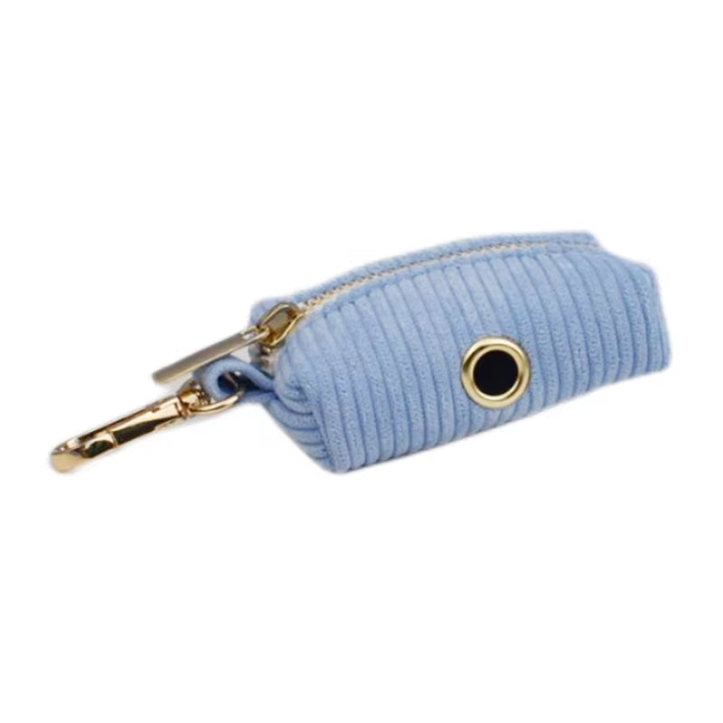 Stylish Blue Corduroy Dog Collar and Leash Set with Custom Engraved Nameplate - Perfect Pet Supplies!