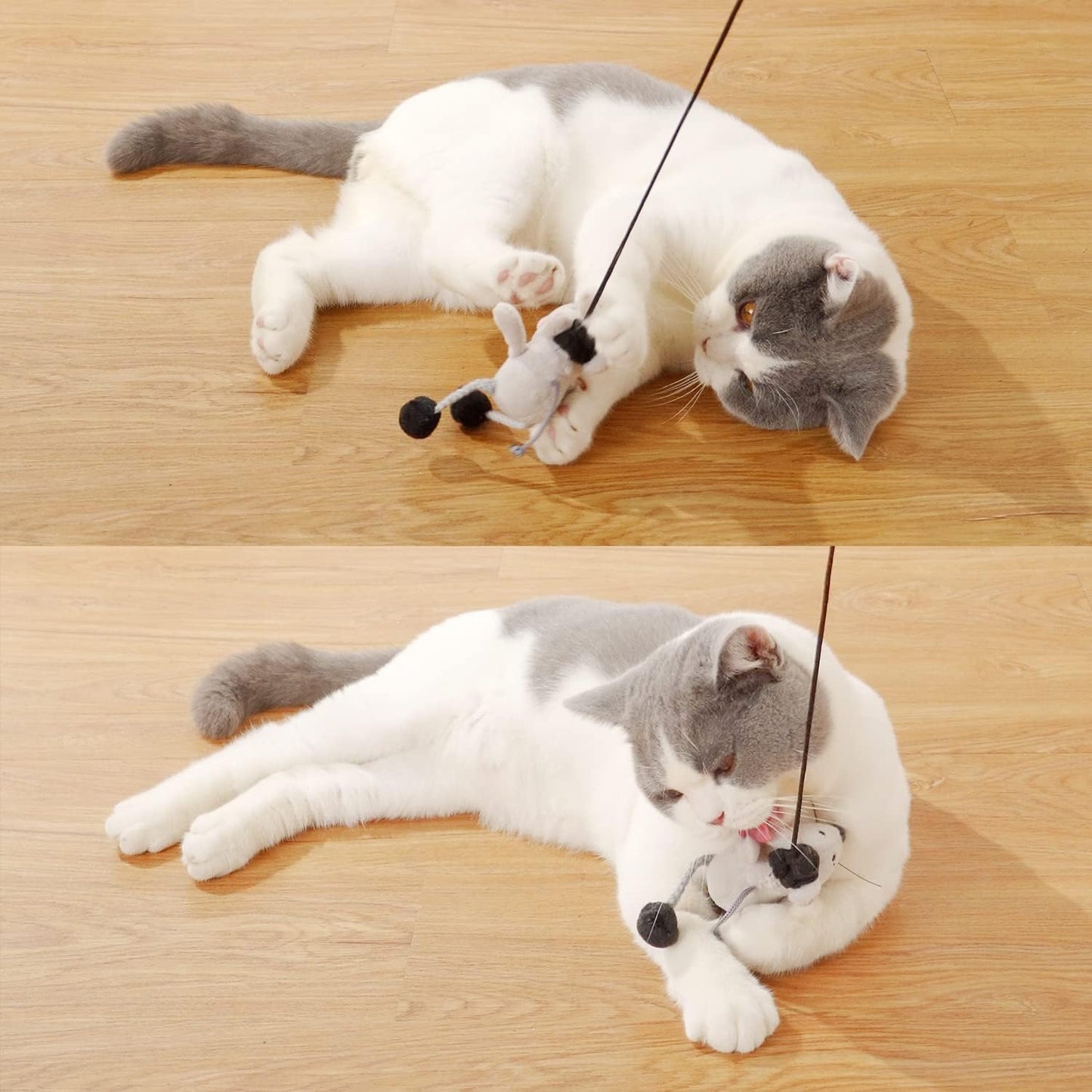 Interactive Cat Wand Toy with Cute Mouse - Engaging Indoor Play for Kittens and Cats, Reduces Boredom and Promotes Active Fun!