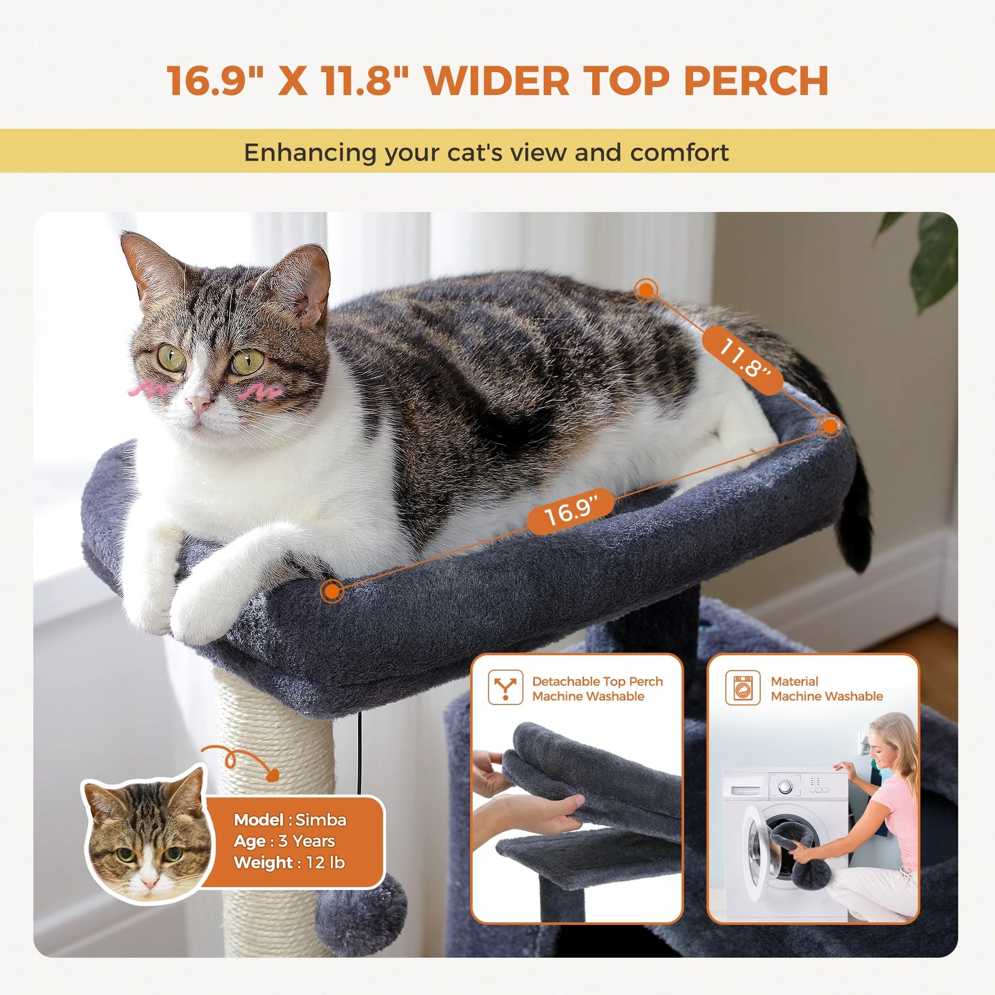 Stylish 31.5" Cat Tree Tower with Spacious Dual Condos for Kittens & Medium Cats - Dark Gray